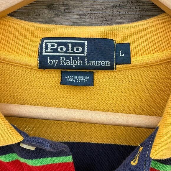 Polo Ralph Lauren Yellow blue red long sleeve shirt Size Large - Picture 3 of 5